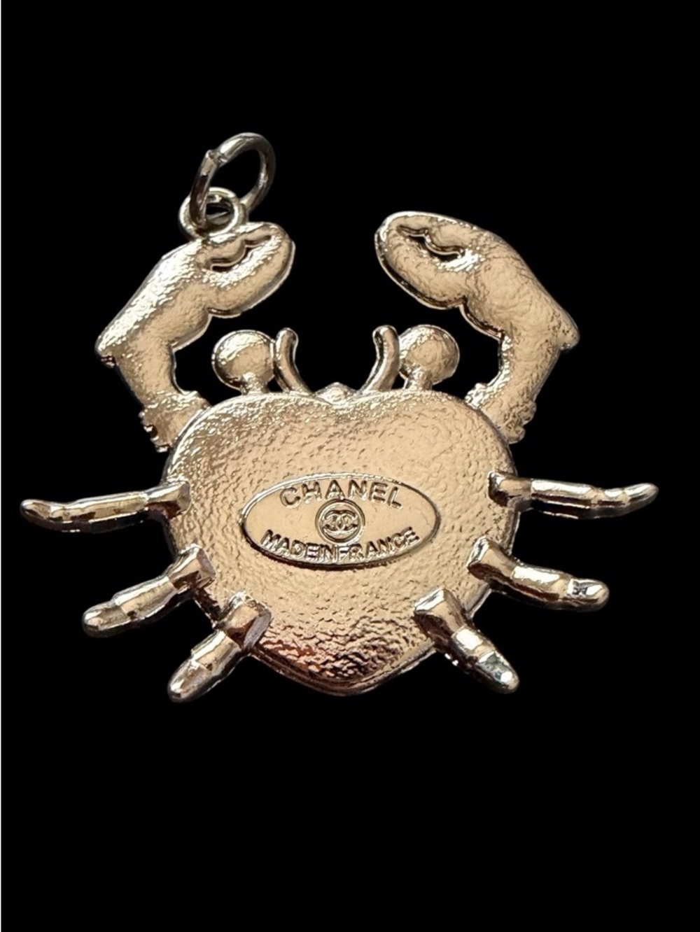 CHANEL Pink Enamel CC Crab Pendant – Rhinestone Charm Rare Novelty Designer - Picture 3 of 3